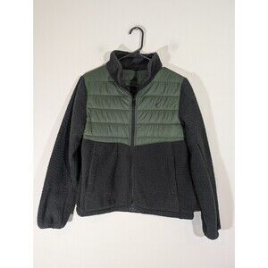 Zyia Active Women Green Fleece Quilted Full Zip Jacket Sz M Streetwear Outdoor